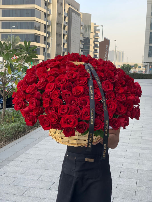 151 Red Roses Wicker Basket