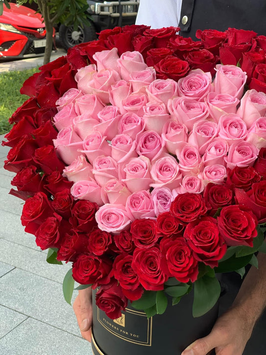 101 Mix Rose Heart Bouquet Arrangment
