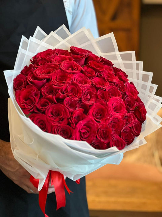 51 Red Roses White Wrapping