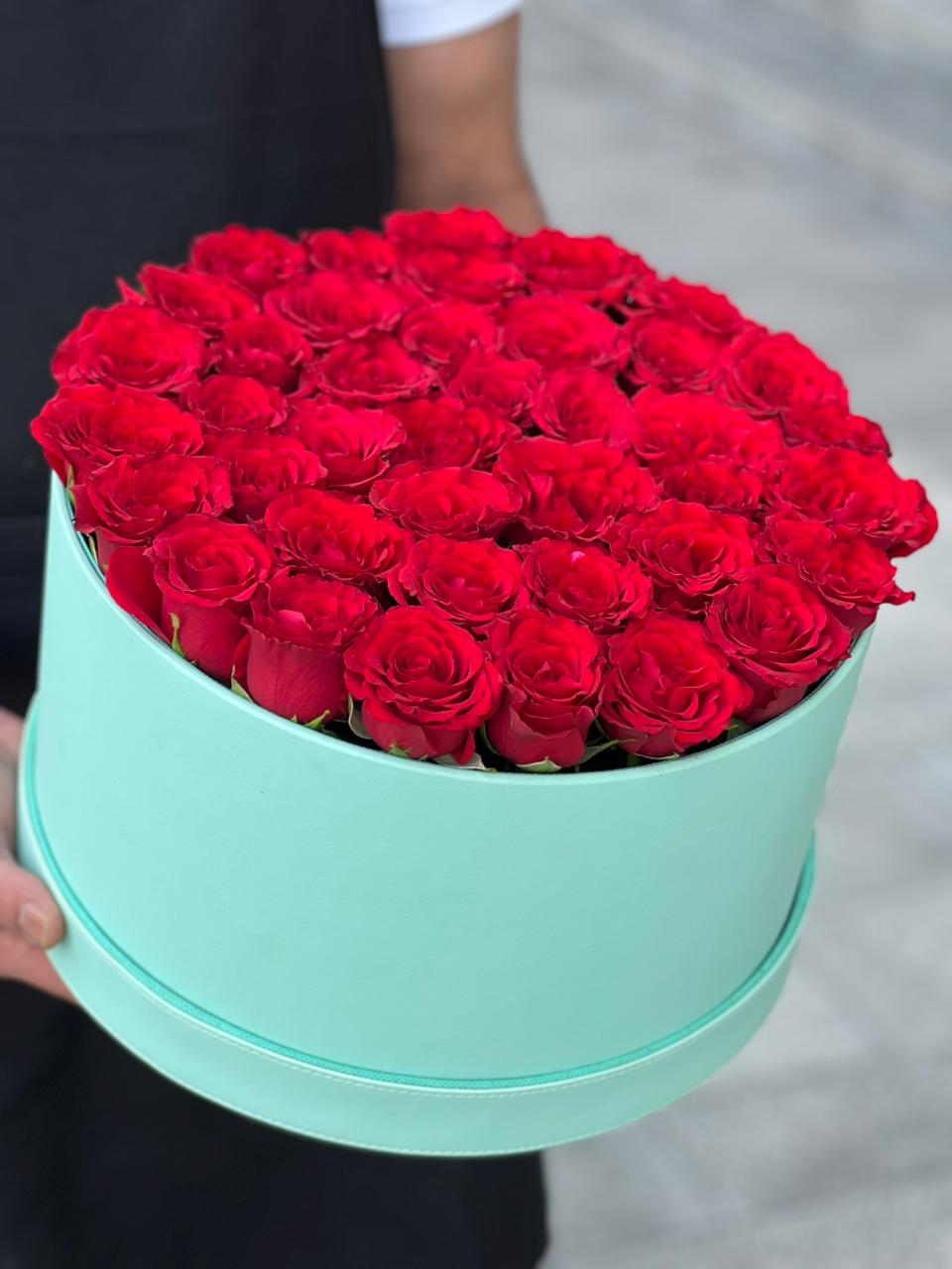 Red Roses & Lite Green Colour Leather Finished Small Siz Box