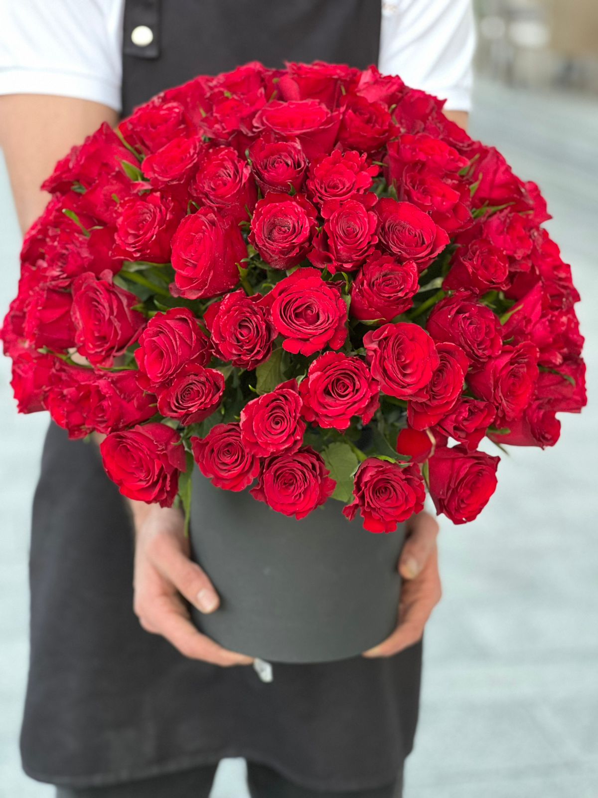 101 Red Rose Black Box Arrangment