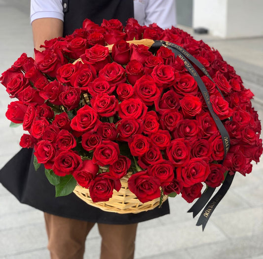 151 Red Roses Wicker Basket
