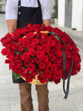 150 Red Roses Wicker Basket