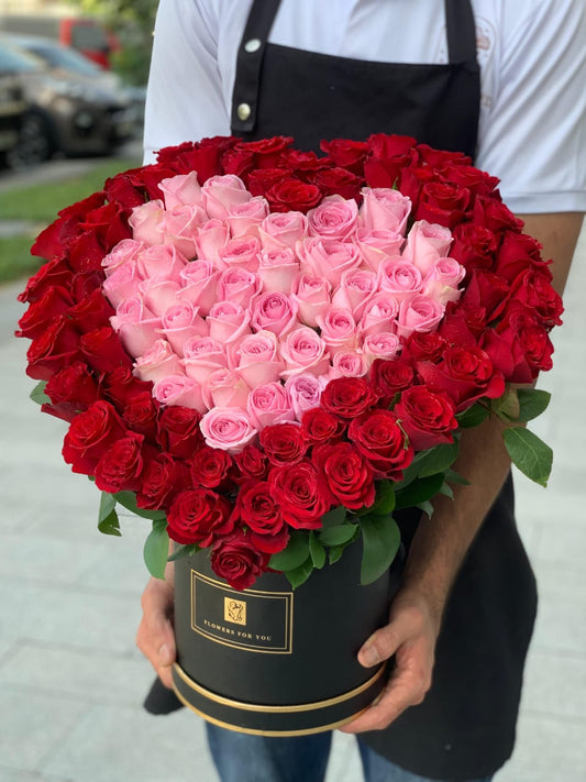 101 Mix Rose Heart Bouquet Arrangment
