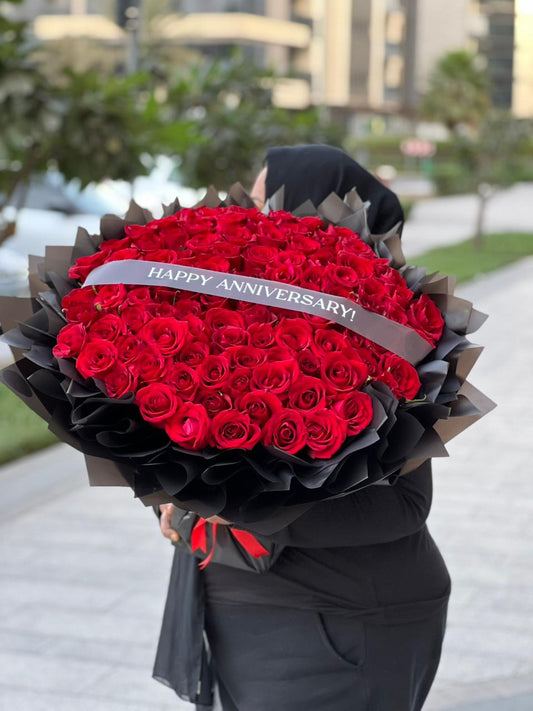 101 Red Roses Special Wrapping With Belt