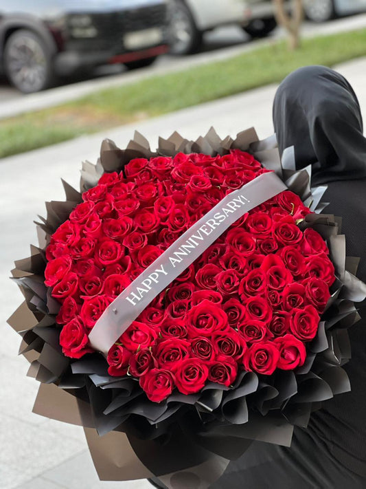 101 Red Roses Special Wrapping With Belt