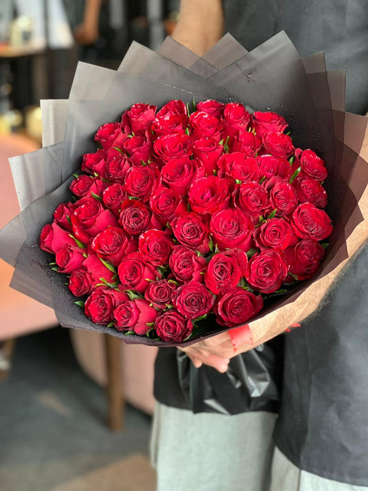 51 Red Roses Black Wrapping