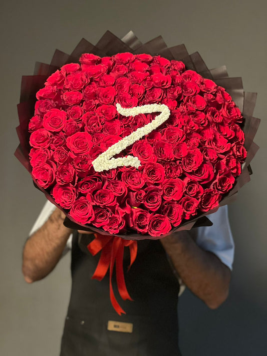 101 Red Roses Black Wrapping Letter