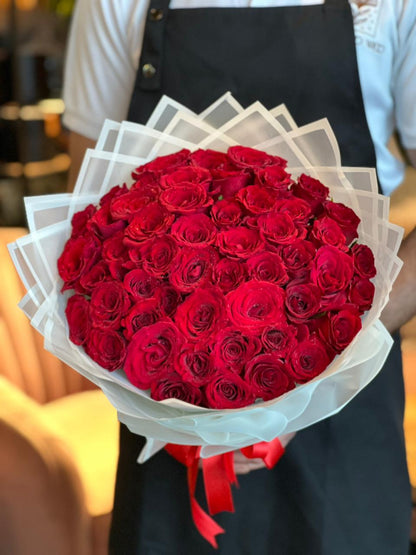 51 Red Roses White Wrapping