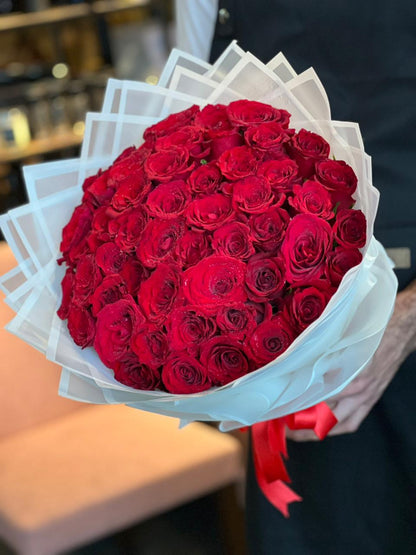 51 Red Roses White Wrapping