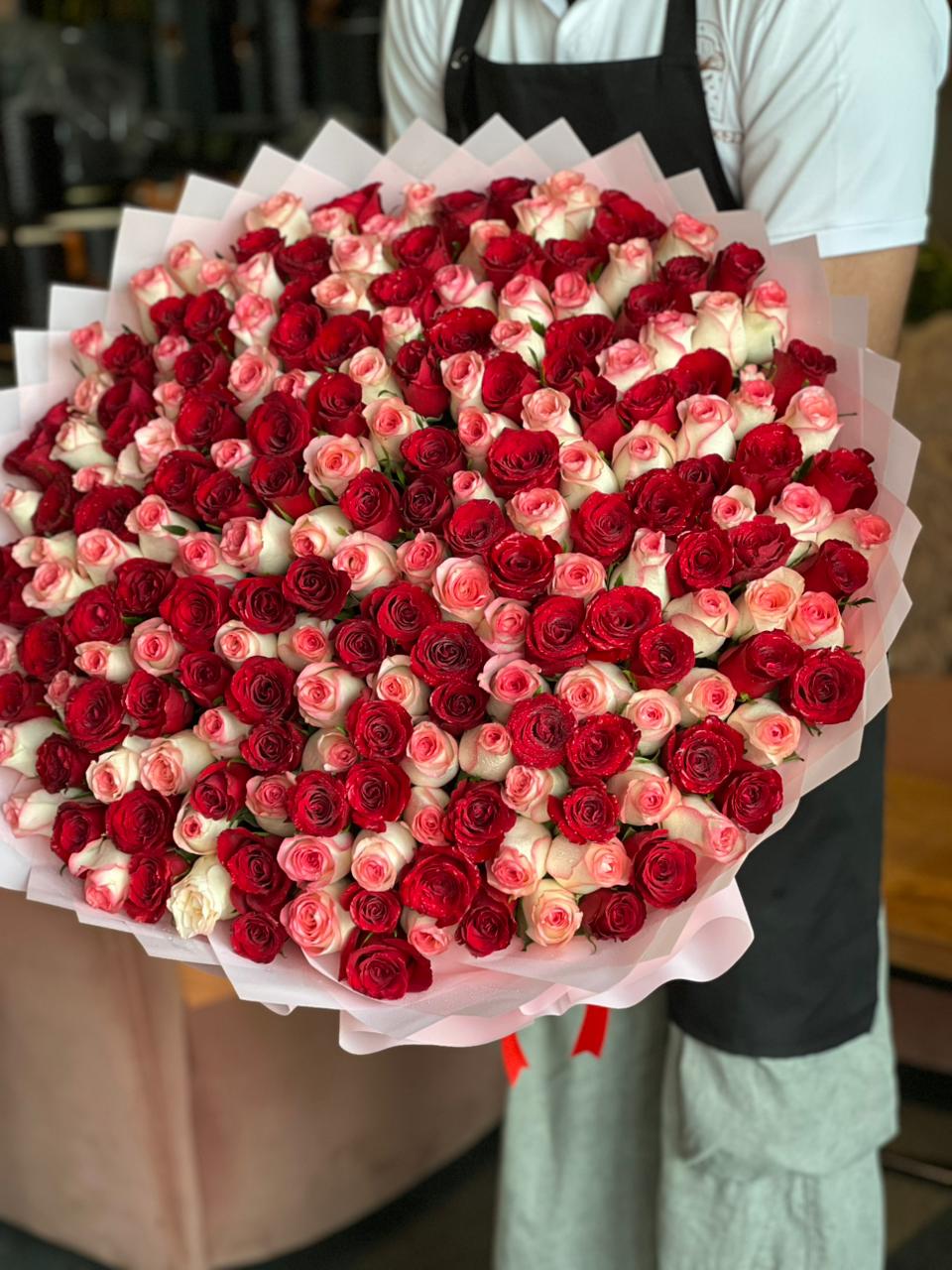 201 Mix Red & Jumilia Roses Pink Wrapping