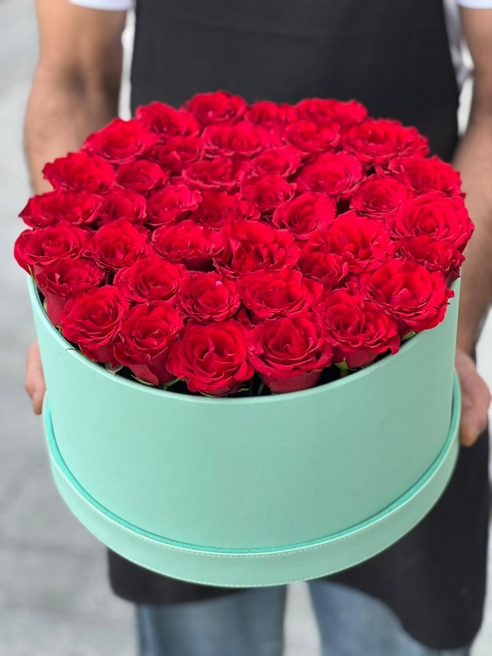 Red Roses & Lite Green Colour Leather Finished Small Siz Box