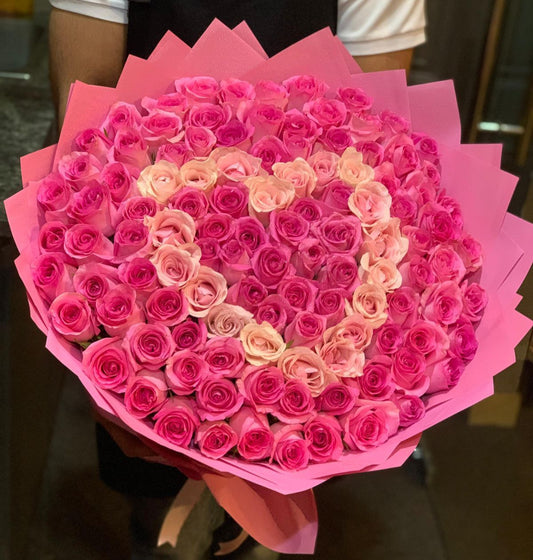 101 Pink Revival Roses Bouquet