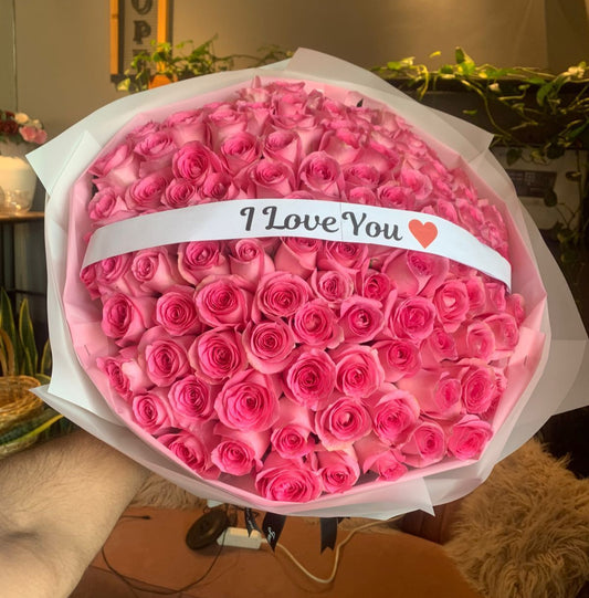 101 Pink Revival Roses Special Bouquet