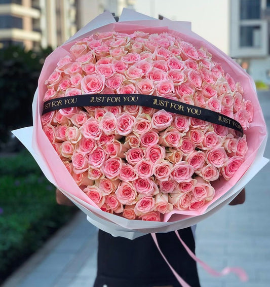 101 Sweet Pink Revival Roses Bouquet