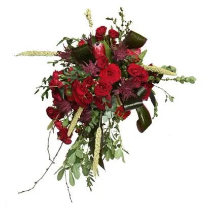 Cascading Red Beauty Bridal Bouquet - Wed and Wed Flowers LLC