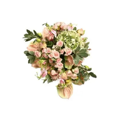 Cascading Peach Pink Bridal Bouquet - Wed and Wed Flowers LLC