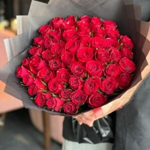 51 Red Roses Black Wrapping