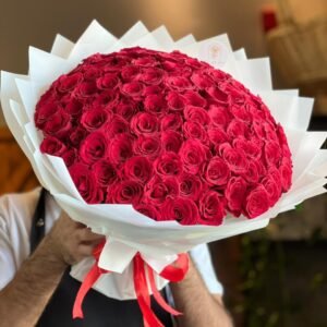 101 Red Roses White Wrapping