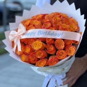 51 Orange Roses white Wrapping With Belt