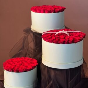 3 Set Red Rose Flower Box (Lite Green)