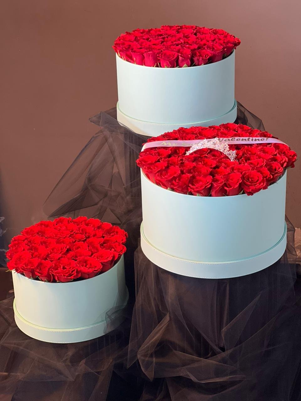 3 Set Red Rose Flower Box (Lite Green) - Image 2