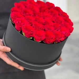 Red Roses & Black Colour Leather Finished Small Siz Box