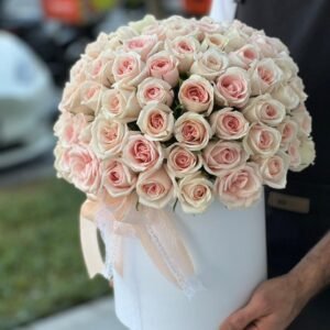 101 Peach Roses With White Box