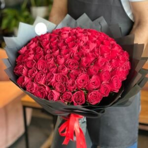 101 Red Roses Black Wrapping Bouquet